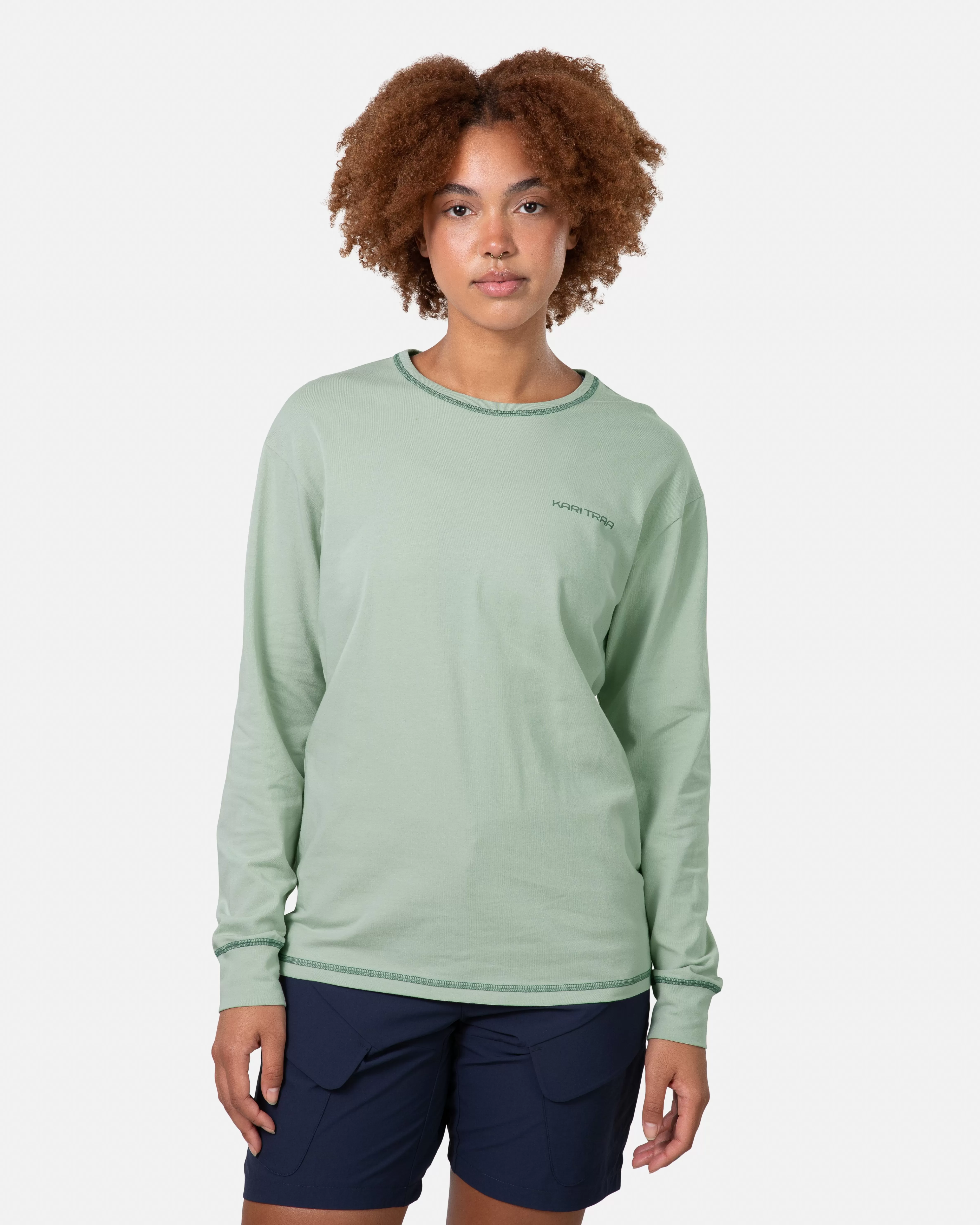 T-skjorter og Topper>Kari Traa Ane Crew Langermet Genser Light Dusty Green