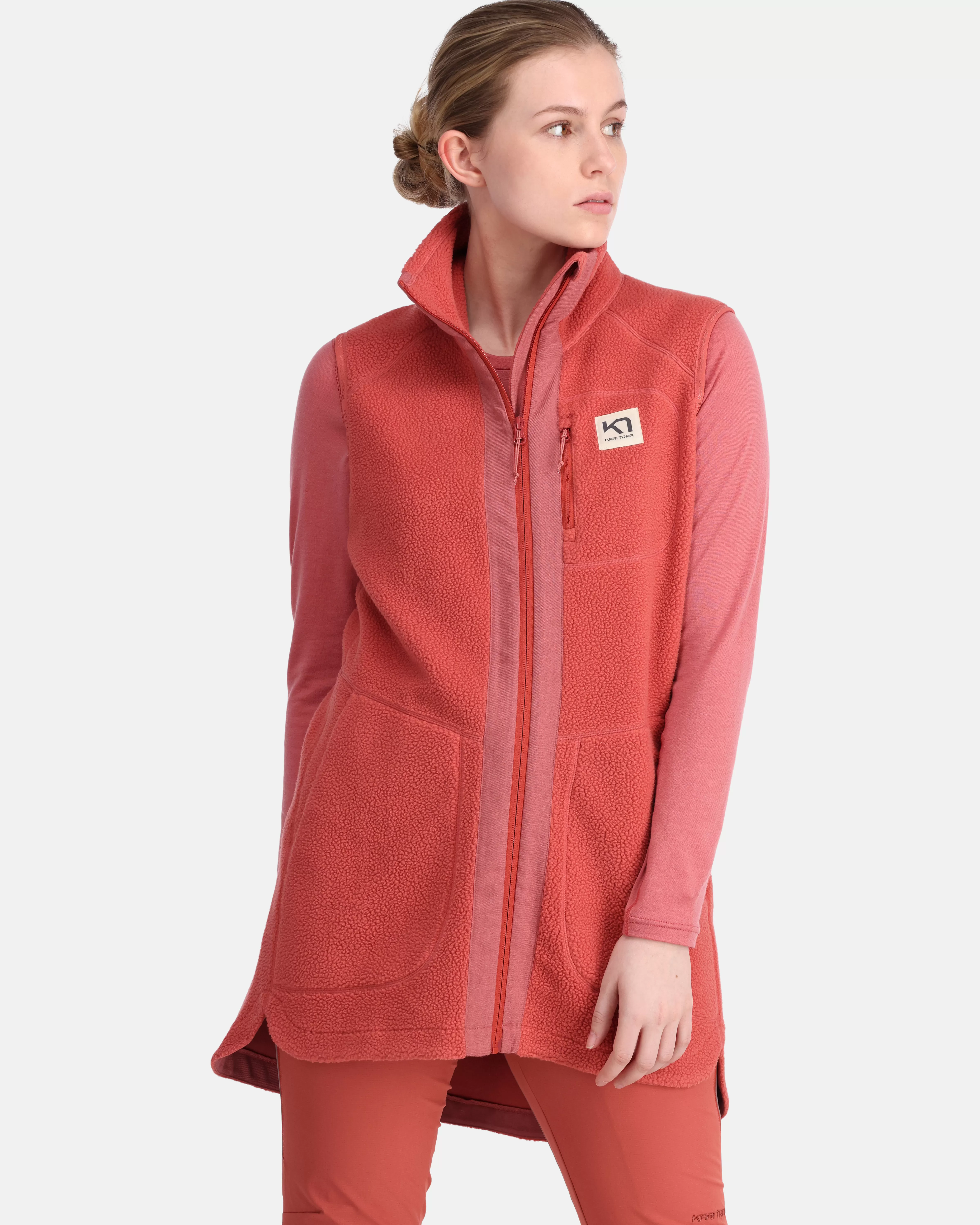 Fleece | Vester>Kari Traa Sanne Fleecevest- Lang Cedar Pink